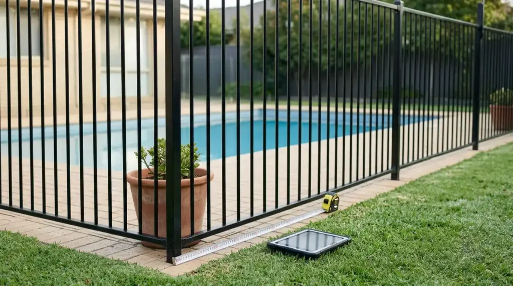 Potted plant inside pool fence non-climbable zone